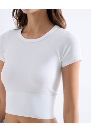 Camiseta Ajustada Flexible  Para Mujer Blanco Seven Seven