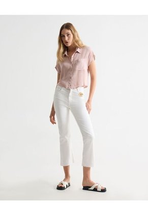 Camisa Cropped Con Bolsillo  Para Mujer Rosado Seven Seven