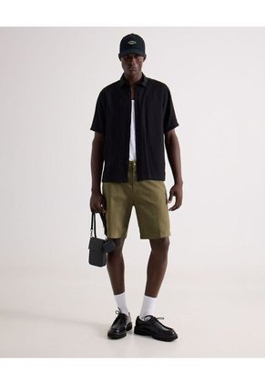 Camisa Relaxed Manga Corta  Para Hombre Negro Seven Seven