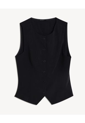 Chaleco Sastre Con Botones Para Mujer Negro Seven Seven