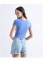 Camiseta Ajustada Flexible  Para Mujer Azul Seven Seven de Seven Seven