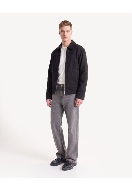 Chaqueta Harrington En Suede  Para Hombre Negro Seven Seven