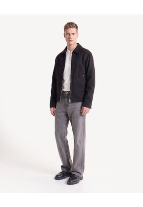 Chaqueta Harrington En Suede Para Hombre Negro Seven Seven