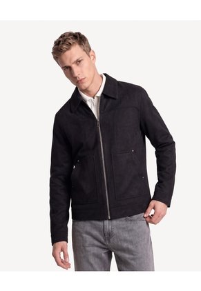 Chaqueta Harrington En Suede Para Hombre Negro Seven Seven