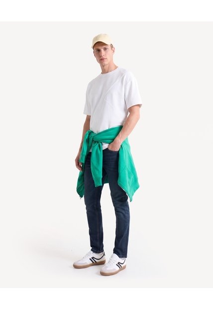 Camiseta Scuba Con Cortes Frontales  Para Hombre Hueso Seven Seven
