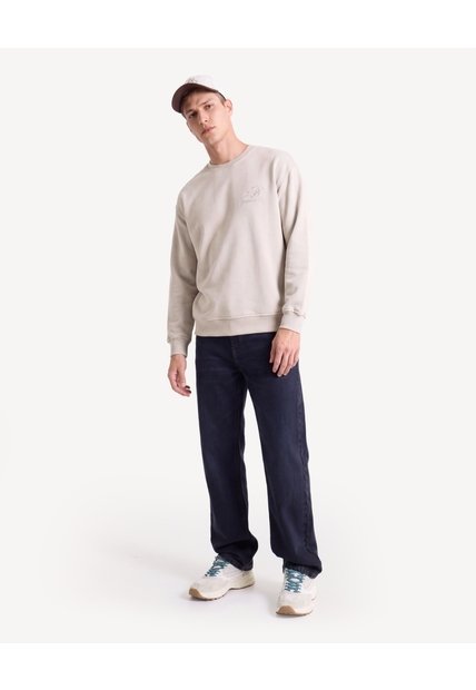 Buzo Oversize Con Estampado  Para Hombre Beige Seven Seven