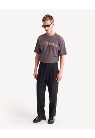 Camiseta Con Estampado Efecto Aerosol  Para Hombre Café Seven Seven Seven Seven