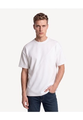 Camiseta Scuba Con Cortes Frontales  Para Hombre Hueso Seven Seven