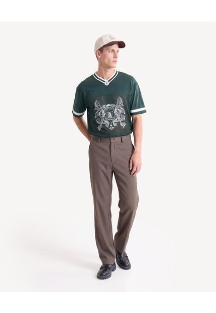 Camiseta Tricot Con Bordado  Para Hombre Verde Seven Seven