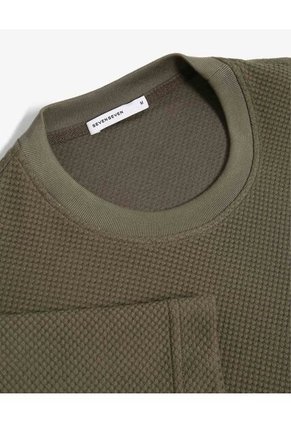 Camiseta Tejida Texturizada Oversize  Para Hombre Verde Seven Seven