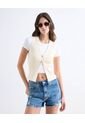 Top Tejido Escote En V Con Botones  Para Mujer Crema Seven Seven de Seven Seven