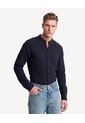 Camisa Cuello Mao Textura  Para Hombre Negro Seven Seven de Seven Seven