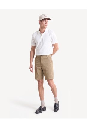 Bermuda Chino En Drill Flexible  Para Hombre Beige Seven Seven
