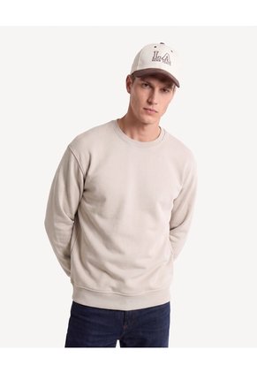 Buzo Oversize Con Estampado  Para Hombre Beige Seven Seven