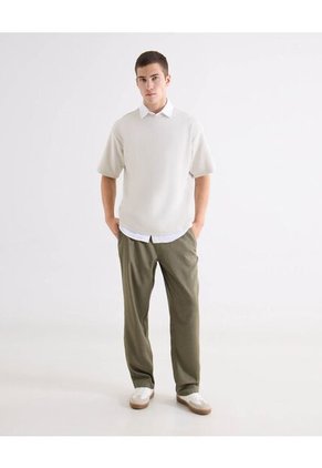 Camiseta Oversize Estampada  Para Hombre Crema Seven Seven