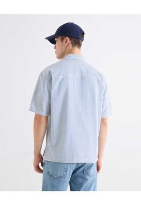 Camisa Boxy Con Bordado Para Hombre Azul Seven Seven