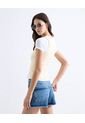 Top Tejido Escote En V Con Botones  Para Mujer Crema Seven Seven de Seven Seven