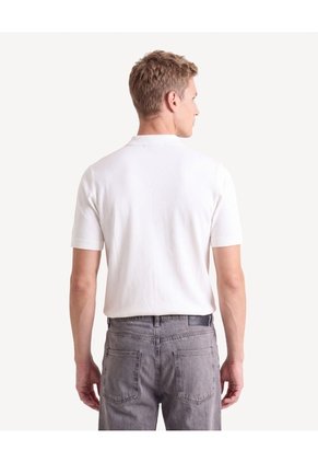 Polo Tricot Con Zipper Frontal  Para Hombre Marfil Seven Seven