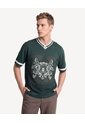 Camiseta Tricot Con Bordado  Para Hombre Verde Seven Seven de Seven Seven