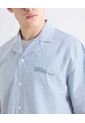 Camisa Boxy Con Bordado  Para Hombre Azul Seven Seven de Seven Seven