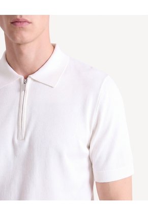 Polo Tricot Con Zipper Frontal  Para Hombre Marfil Seven Seven
