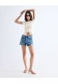 Top Tejido Escote En V Con Botones  Para Mujer Crema Seven Seven de Seven Seven