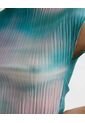 Camiseta Mesh Estampada Con Pliegues  Para Mujer Azul Seven Seven de Seven Seven