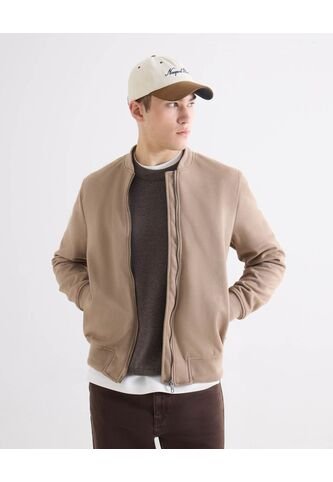 Chaqueta Bomber En Gamuza  Para Hombre Beige Seven Seven Seven Seven