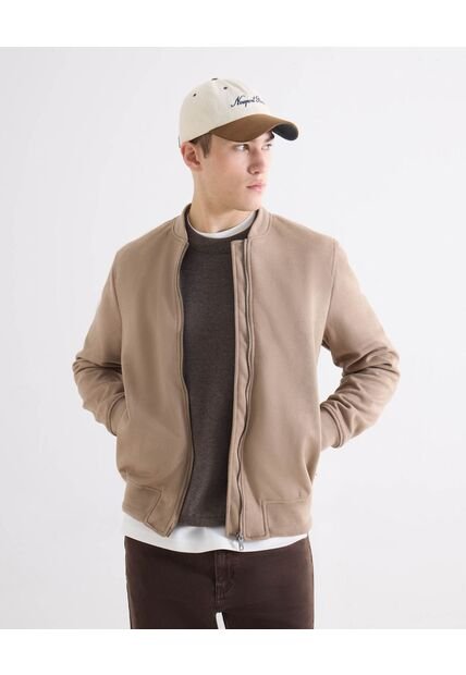 Chaqueta Bomber En Gamuza  Para Hombre Beige Seven Seven