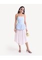 Blusa Strapless Aglobada  Para Mujer Celeste Seven Seven de Seven Seven