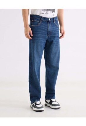 Jean Straight Con Desgastes Para Hombre Azul Seven Seven