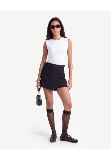 Camiseta Manga Sisa Textura Rib  Para Mujer Crudo Seven Seven