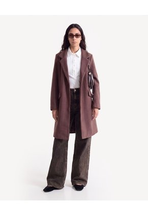Chaqueta Tipo Abrigo Con Solapa Para Mujer Café Seven Seven