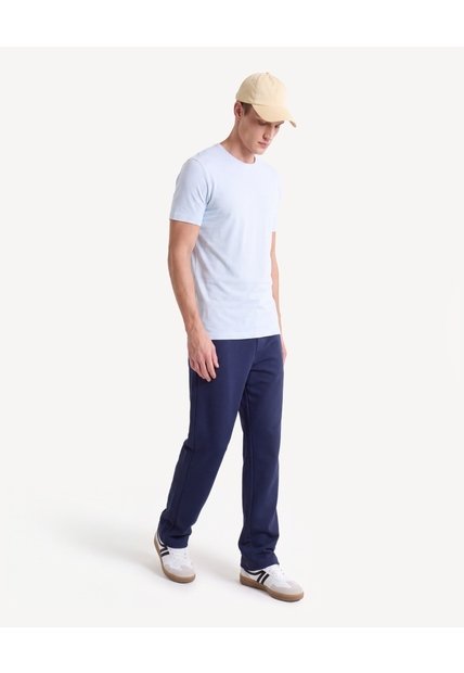 Camiseta Slim Basica  Para Hombre Celeste Seven Seven