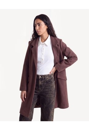 Chaqueta Tipo Abrigo Con Solapa Para Mujer Café Seven Seven