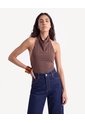 Blusa Halter Escote Fluido  Para Mujer Café Seven Seven de Seven Seven