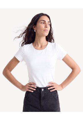 Camiseta Tpo Body Ajuste Ceñido Para Mujer Crudo Seven Seven
