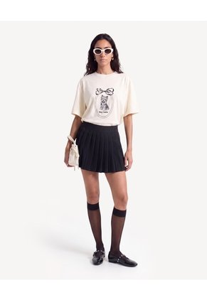 Falda Corta De Tablas Para Mujer Negro Seven Seven