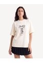 Camiseta Oversize Con Estampado  Para Mujer Crema Seven Seven de Seven Seven