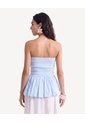 Blusa Strapless Aglobada  Para Mujer Celeste Seven Seven de Seven Seven