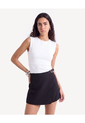 Camiseta Manga Sisa Textura Rib  Para Mujer Crudo Seven Seven