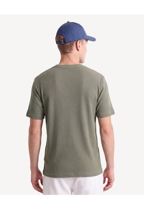 Camiseta Cuello Redondo Textura Acanalada Para Hombre Verde Seven Seven