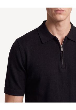 Polo Tricot De Pechera Con Zipper  Para Hombre Negro Seven Seven