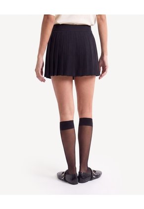 Falda Corta De Tablas Para Mujer Negro Seven Seven