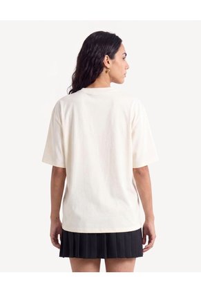 Camiseta Oversize Con Estampado  Para Mujer Crema Seven Seven
