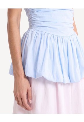 Blusa Strapless Aglobada  Para Mujer Celeste Seven Seven