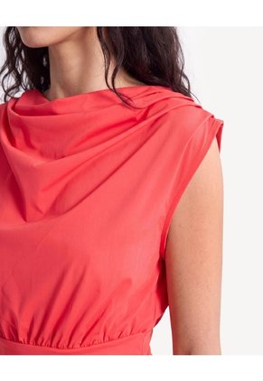 Camiseta Escote Ojal Con Drapeado  Para Mujer Rojo Seven Seven