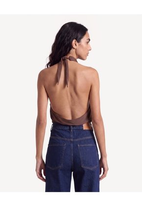 Blusa Halter Escote Fluido  Para Mujer Café Seven Seven
