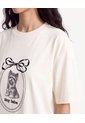 Camiseta Oversize Con Estampado  Para Mujer Crema Seven Seven de Seven Seven