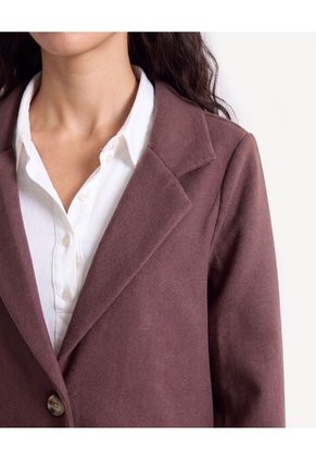 Chaqueta Tipo Abrigo Con Solapa Para Mujer Café Seven Seven